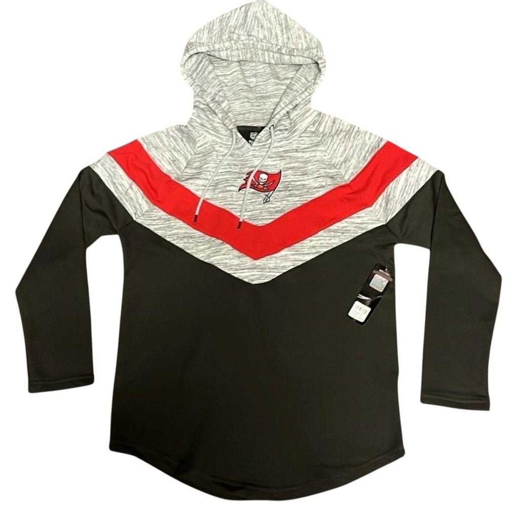 Tampa Bay Buccaneers Women’s NFL Lightweight Hoodie Top Black Gray M NWT